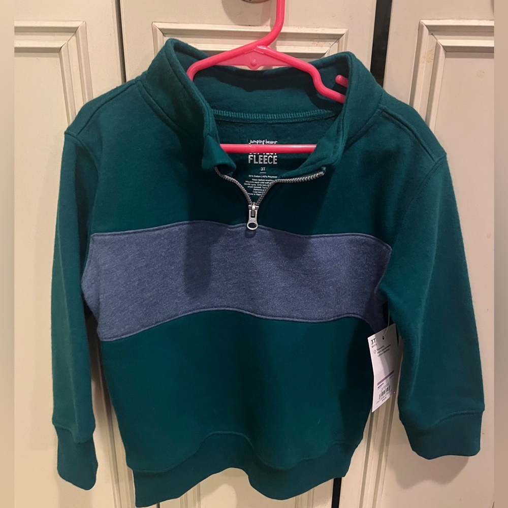 Jumping Beans Quarter Zip Green and Blue Sweater Size 3T